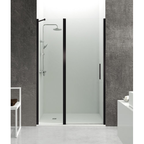 Mampara abat d transparente perfil negro 100x195 cm de la marca GME en acabado de color Gris / plata fabricado en Cristal