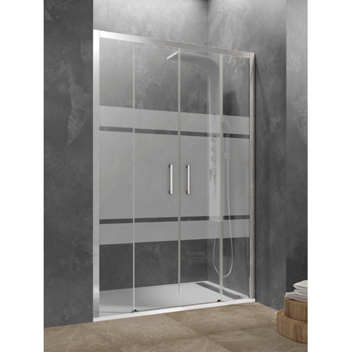 Mampara corredera akt serigrafiado cromado 6mm (176-182)x195cm de la marca GME en acabado de color Gris / plata fabricado en Cristal