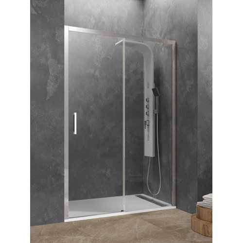 Mampara akt transparente perfil cromado 130x195 cm de la marca GME en acabado de color Gris / plata fabricado en Cristal
