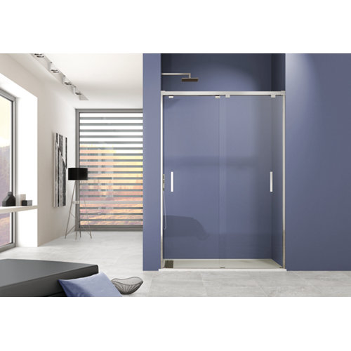 Mampara byp transparente perfil cromado 130x195 cm de la marca GME en acabado de color Gris / plata fabricado en Cristal