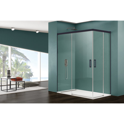 Mampara rectangular corredera bass transparente perfil negro 120x90 cm de la marca Blanca / Sin definir en acabado de color Negro fabricado en Varios, ver descripción