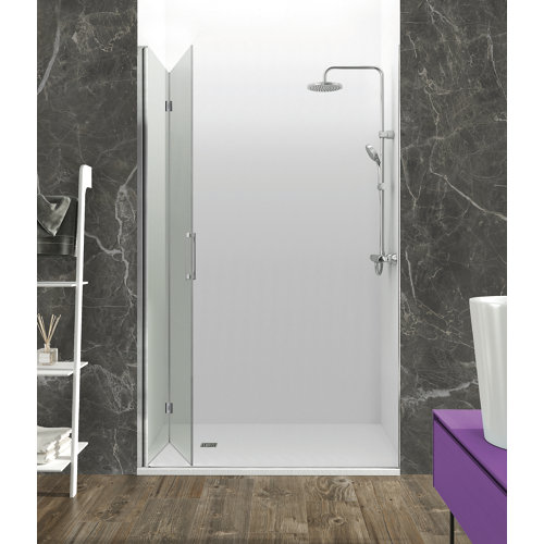 Mampara plegable fold transparente cromado 6mm (77.5-79)x195cm de la marca GME en acabado de color Gris / plata fabricado en Cristal