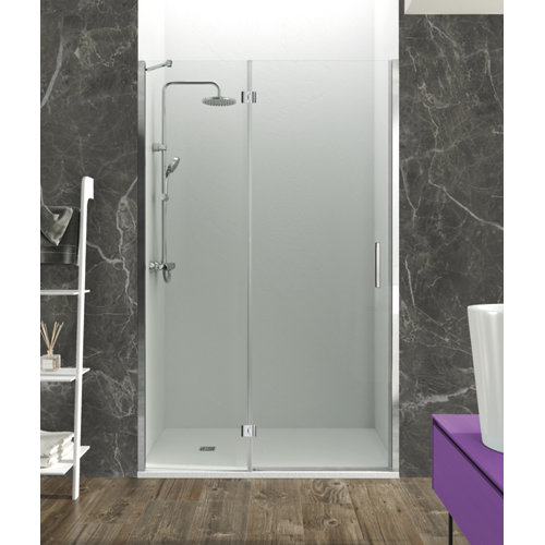 Mampara glas d transparente perfil cromado 105x195 cm de la marca GME en acabado de color Gris / plata fabricado en Cristal