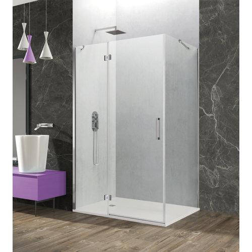 Mampara glas c transparente perfil cromado 130x195 cm de la marca GME en acabado de color Gris / plata fabricado en Cristal