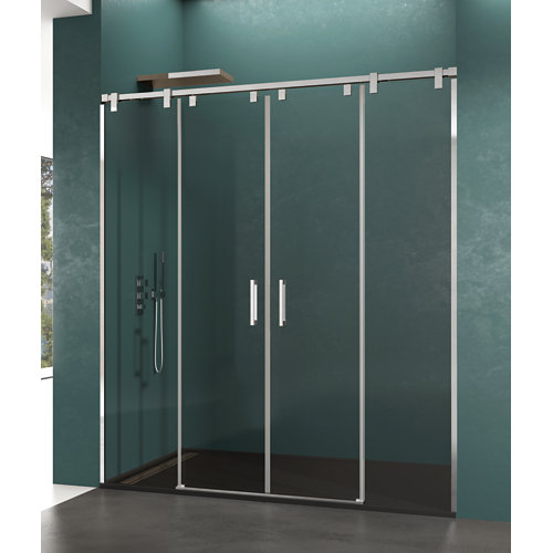 Mampara corredera steel transparente perfil cromado 200x195 cm de la marca GME en acabado de color Gris / plata fabricado en Cristal