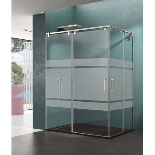 Mampara rectangular corredera steel serigrafiado perfil cromado 75x70 cm de la marca Blanca / Sin definir en acabado de color Gris / plata fabricado en Varios, ver descripción