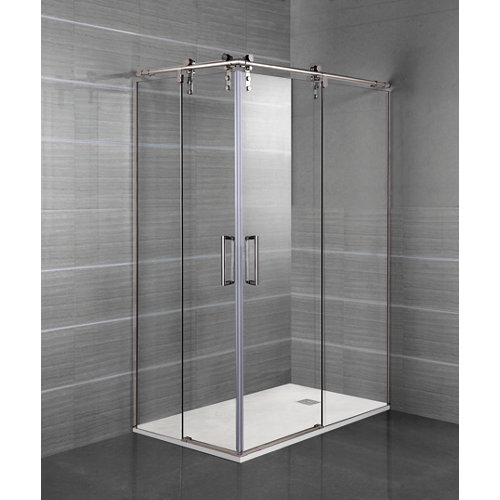 Mampara rectangular corredera steel transparente perfil cromado 140x80 cm de la marca Blanca / Sin definir en acabado de color Gris / plata fabricado en Varios, ver descripción