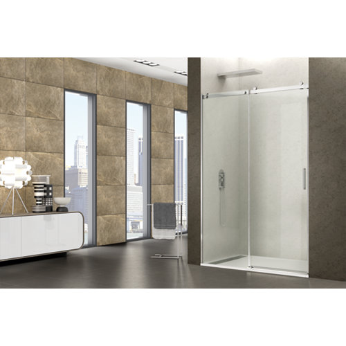 Mampara corredera steel transparente cromado 6mm (135-140)x195cm de la marca GME en acabado de color Gris / plata fabricado en Cristal