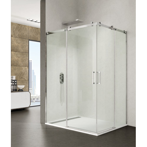 Mampara rectangular corredera steel transparente perfil cromado 100x70 cm de la marca Blanca / Sin definir en acabado de color Gris / plata fabricado en Varios, ver descripción