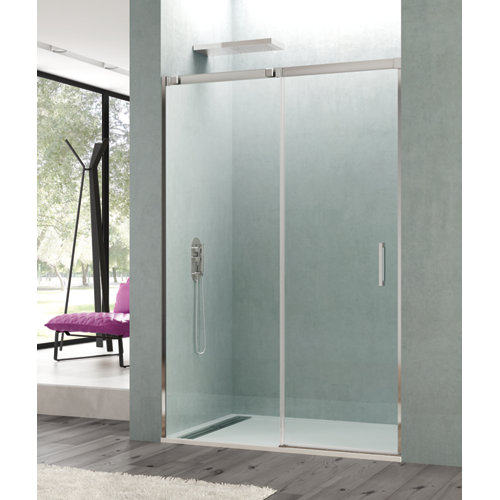 Mampara corredera steel transparente perfil cromado 100x195 cm de la marca GME en acabado de color Gris / plata fabricado en Cristal