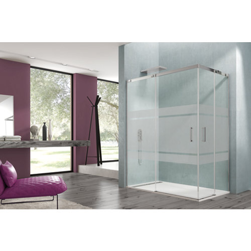 Mampara cuadrada corredera steel serigrafiado perfil cromado 75x75 cm de la marca Blanca / Sin definir en acabado de color Gris / plata fabricado en Varios, ver descripción