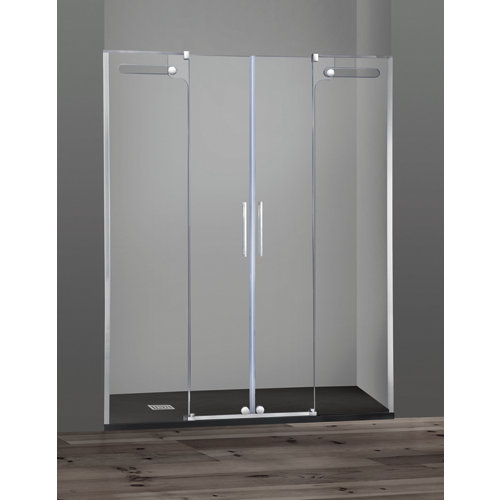 Mampara corredera steel transparente perfil cromado 170x195 cm de la marca GME en acabado de color Gris / plata fabricado en Cristal