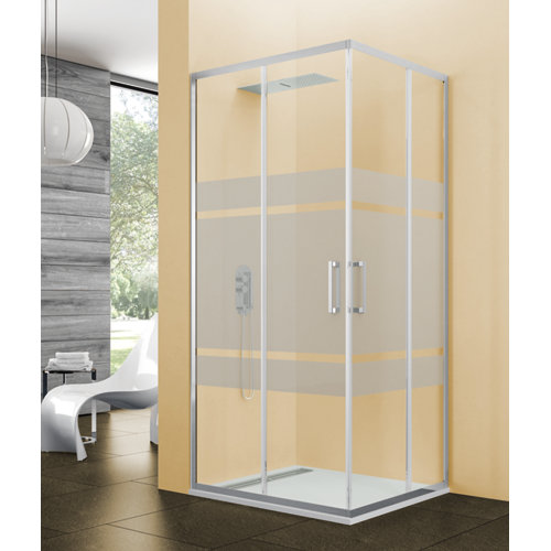 Mampara cuadrada corredera titan serigrafiado perfil cromado 70x70 cm de la marca Blanca / Sin definir en acabado de color Gris / plata fabricado en Varios, ver descripción