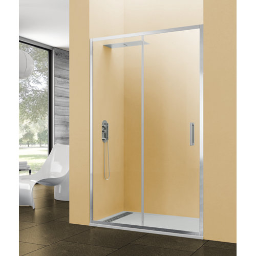 Mampara titan transparente perfil cromado 130x195 cm de la marca GME en acabado de color Gris / plata fabricado en Cristal