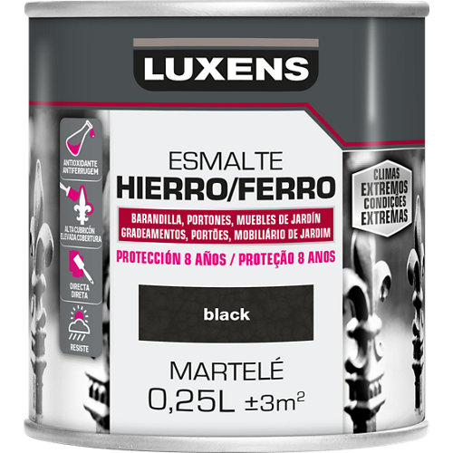 Pintura hierro martelé luxens 250 ml black