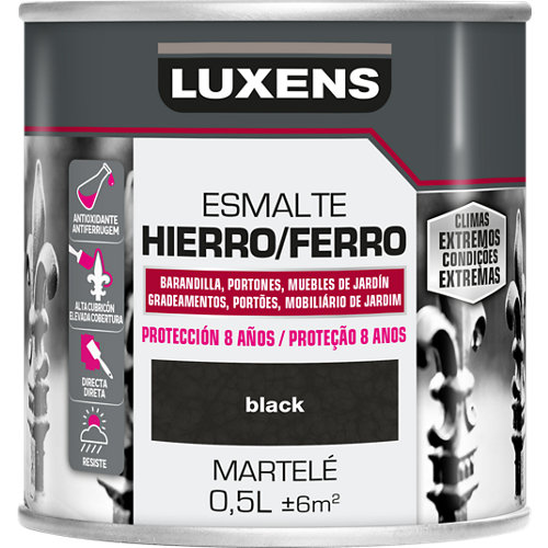 Pintura hierro martelé luxens 500 ml black