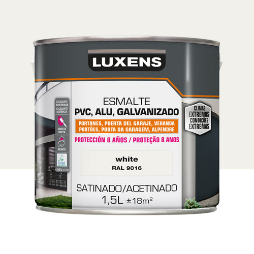 Pintura para pvc, aluminio, galvanizdo al agua satinado luxens 1.5l white