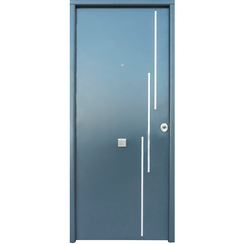Puerta de entrada metálica camelia gris izquierda de 90x210 cm