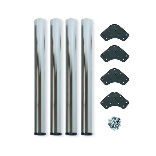 4 patas regulables de acero para mesa hasta 85 cm con acabado níquel satinado