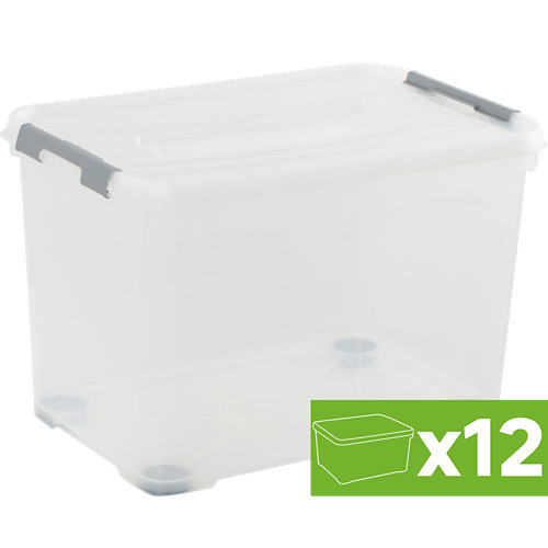 Lote 12 cajas spaceo con rueda 39x60x40 cms 65l