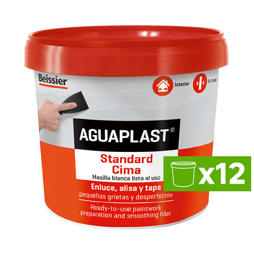 Lote 12 botes 1kg masilla aguaplast de color blanco