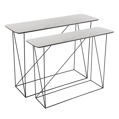 Set 2 mesas entrada madera 110x35x80+95x30x75cm