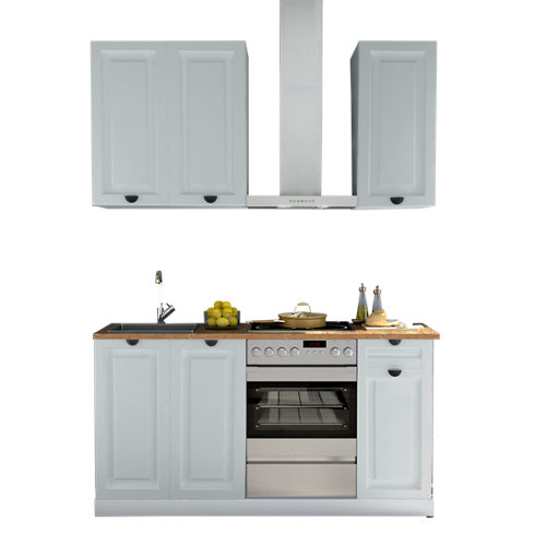 Cocina en kit delinia id oxford azul 180cm con muebles altos y bajos