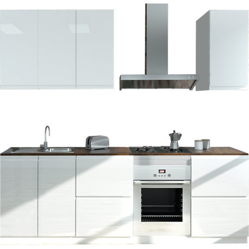 Cocina en kit delinia id tokyo blanco brillo 240cm con muebles altos y bajos