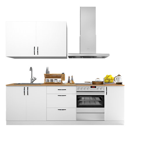 Cocina en kit delinia id sofia blanco 240cm con muebles altos y bajos