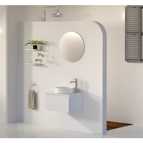 Mueble de baño con lavabo y espejo rise blanco 60x32cm