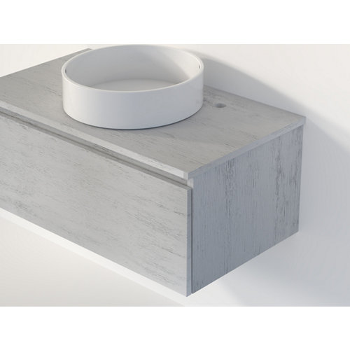 Mueble de baño con lavabo y espejo rise abedul 70x45 cm de la marca ARTYSAN en acabado de color Gris / plata fabricado en Aglomerado de particulas