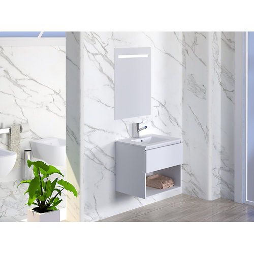 Mueble de baño con lavabo y espejo lark blanco 60x55cm