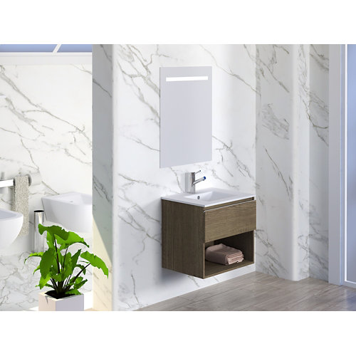 Mueble de baño con lavabo y espejo lark nebraska 60x55cm