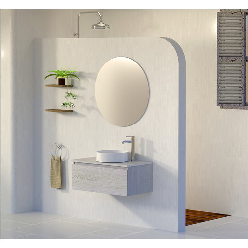 Mueble de baño con lavabo y espejo rise silver 80x32cm