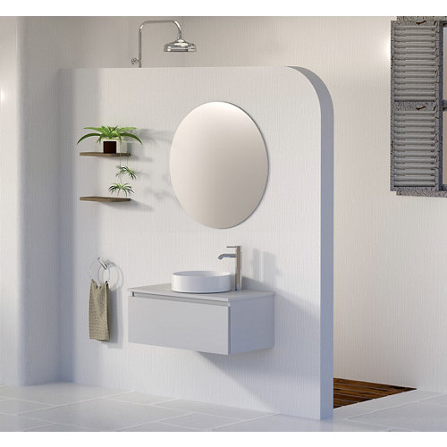 Mueble de baño con lavabo y espejo rise blanco 90x45 cm
