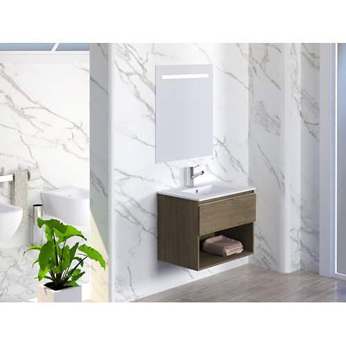 Mueble de baño con lavabo y espejo lark nebraska 70x55cm
