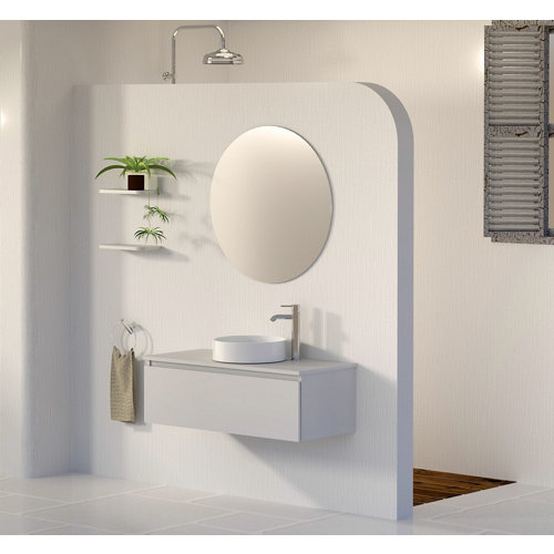Mueble de baño con lavabo y espejo rise blanco 100x32cm