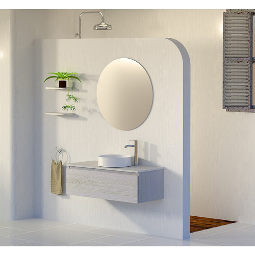 Mueble de baño con lavabo y espejo rise silver 100x32cm