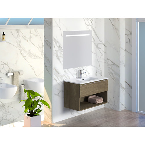 Mueble de baño con lavabo y espejo lark nebraska 90x55cm