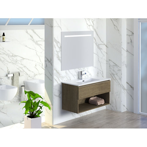 Mueble de baño con lavabo y espejo lark nebraska 100x55cm