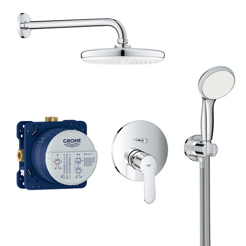 Conjunto de ducha empotrado monomando grohe clova gris / plata
