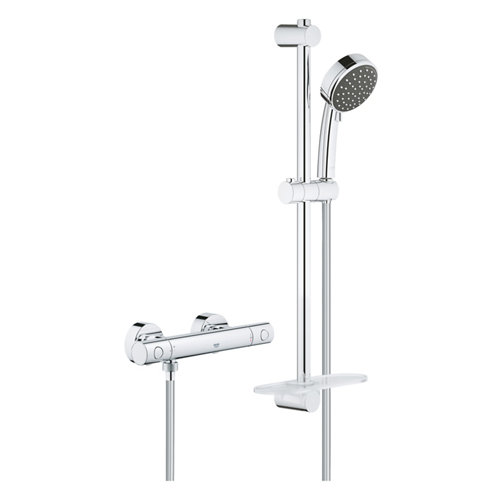 Conjunto de alcachofa, flexo, barra y grifo termostático grohe start clova