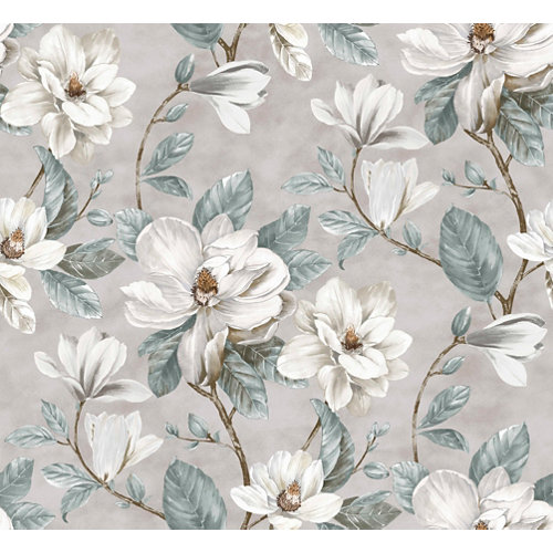 Papel pintado tnt floral magnolia w-01 beige para 6 80 m2