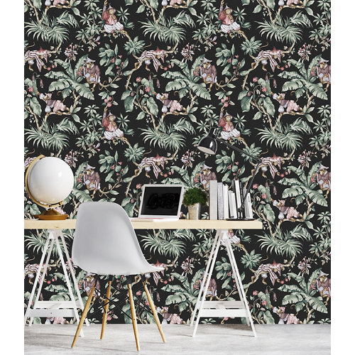 Papel pintado tnt tropical guarana w-20 negro para 6 8 m2