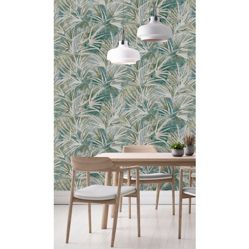 Papel pintado tnt tropical palms w-20 verde para 6,08 m2