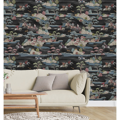 Papel pintado tnt asian sakai w-50 negro para 6,08 m2