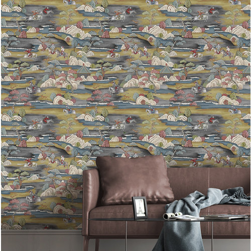 Papel pintado tnt asian sakai w-60 amarillo para 6,08 m2