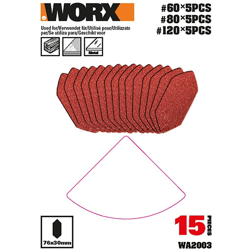 Pack 15 hojas lijadora dedo multilijadora 820 worx