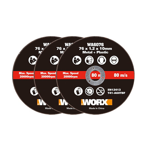 3 discos corte metal/plástico miniamoladora 76mm worx