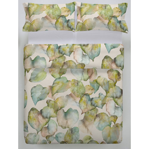 Funda nórdica inspire eldarin floral percal 200 hilos verde para cama de 105 cm